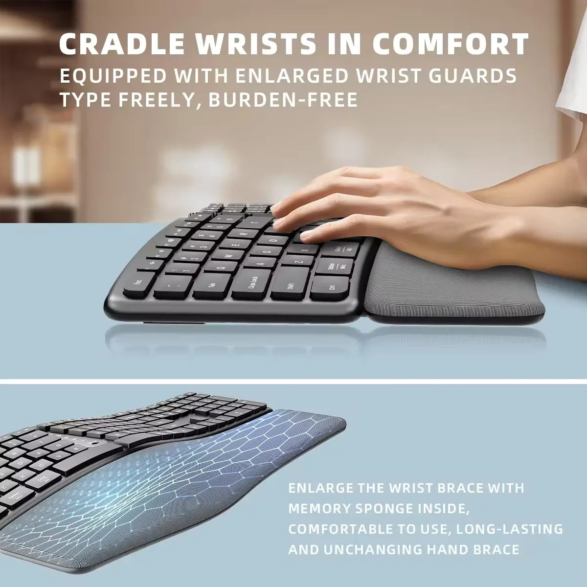 BetterDesk Wireless Ergonomic Keyboard