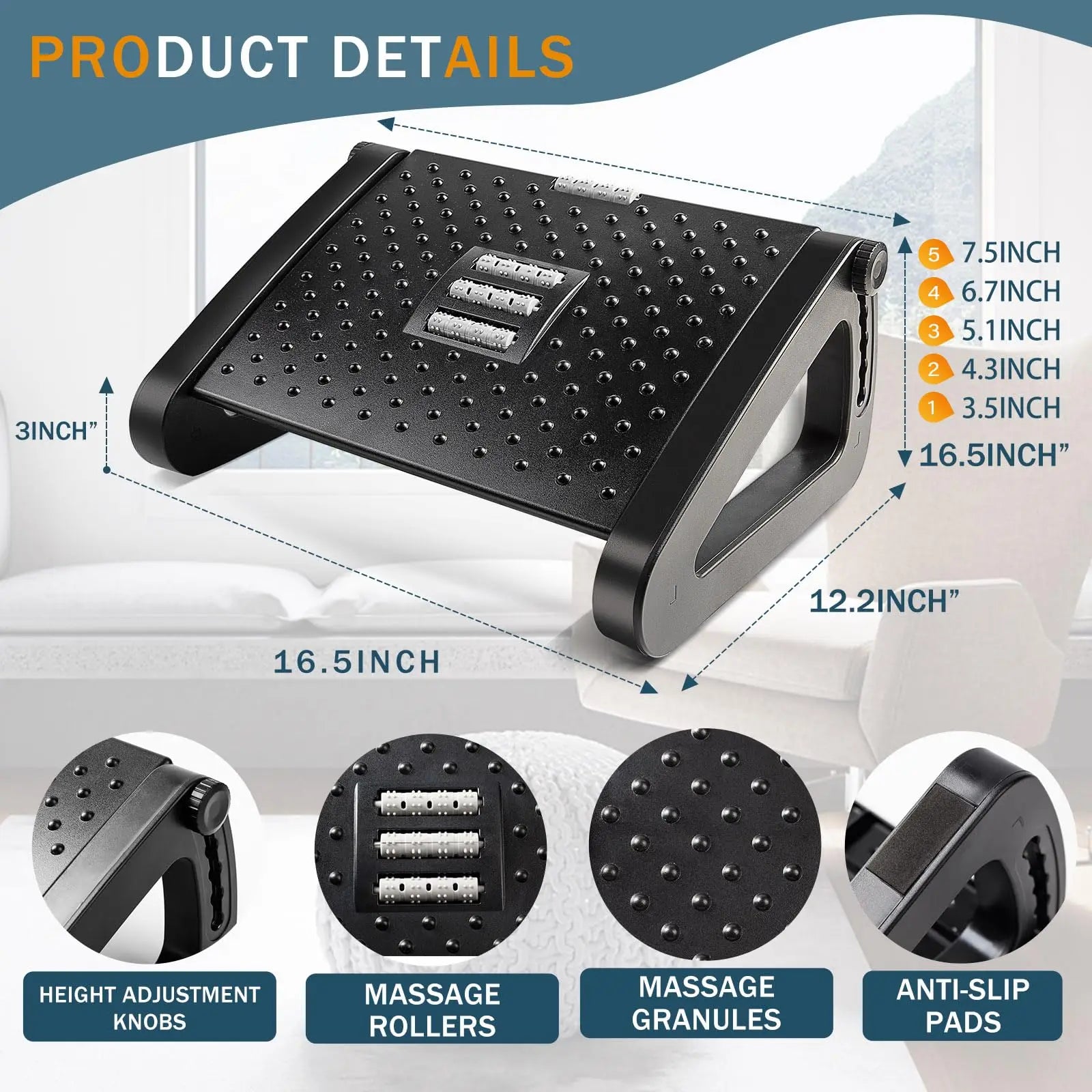 Adjustable Ergonomic Footrest