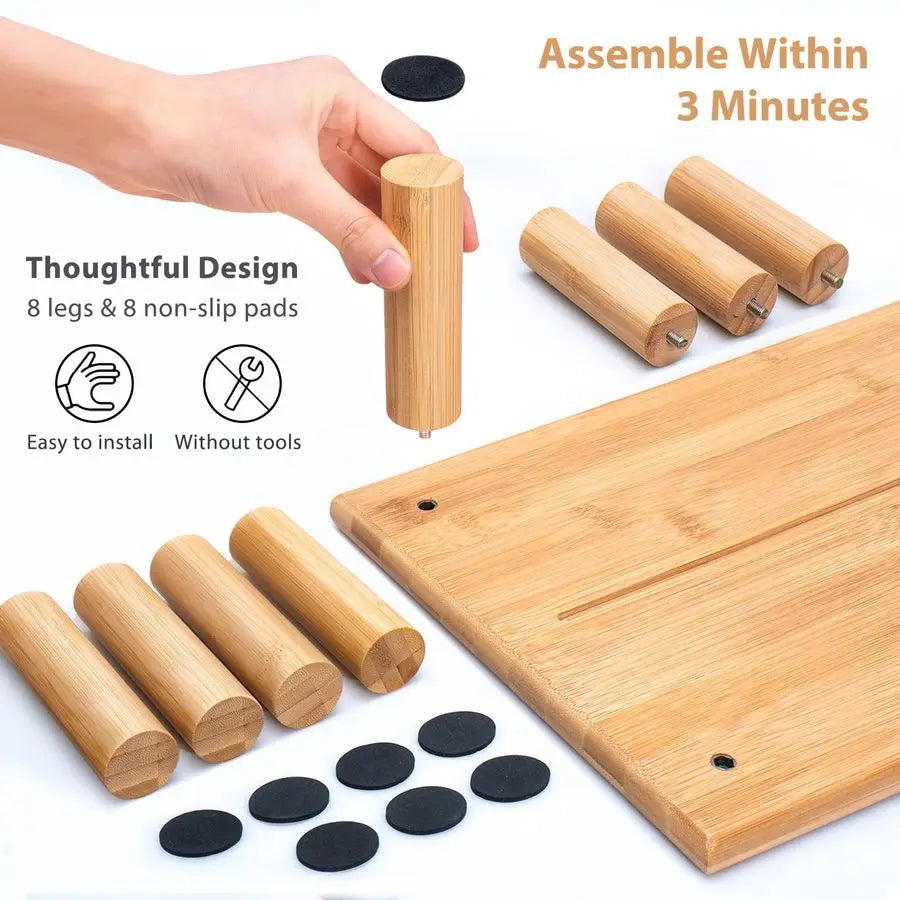Adjustable Bamboo Dual Monitor Riser
