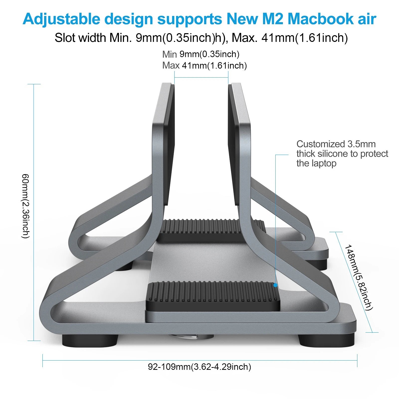 Premium Aluminum Adjustable Vertical Laptop Stand